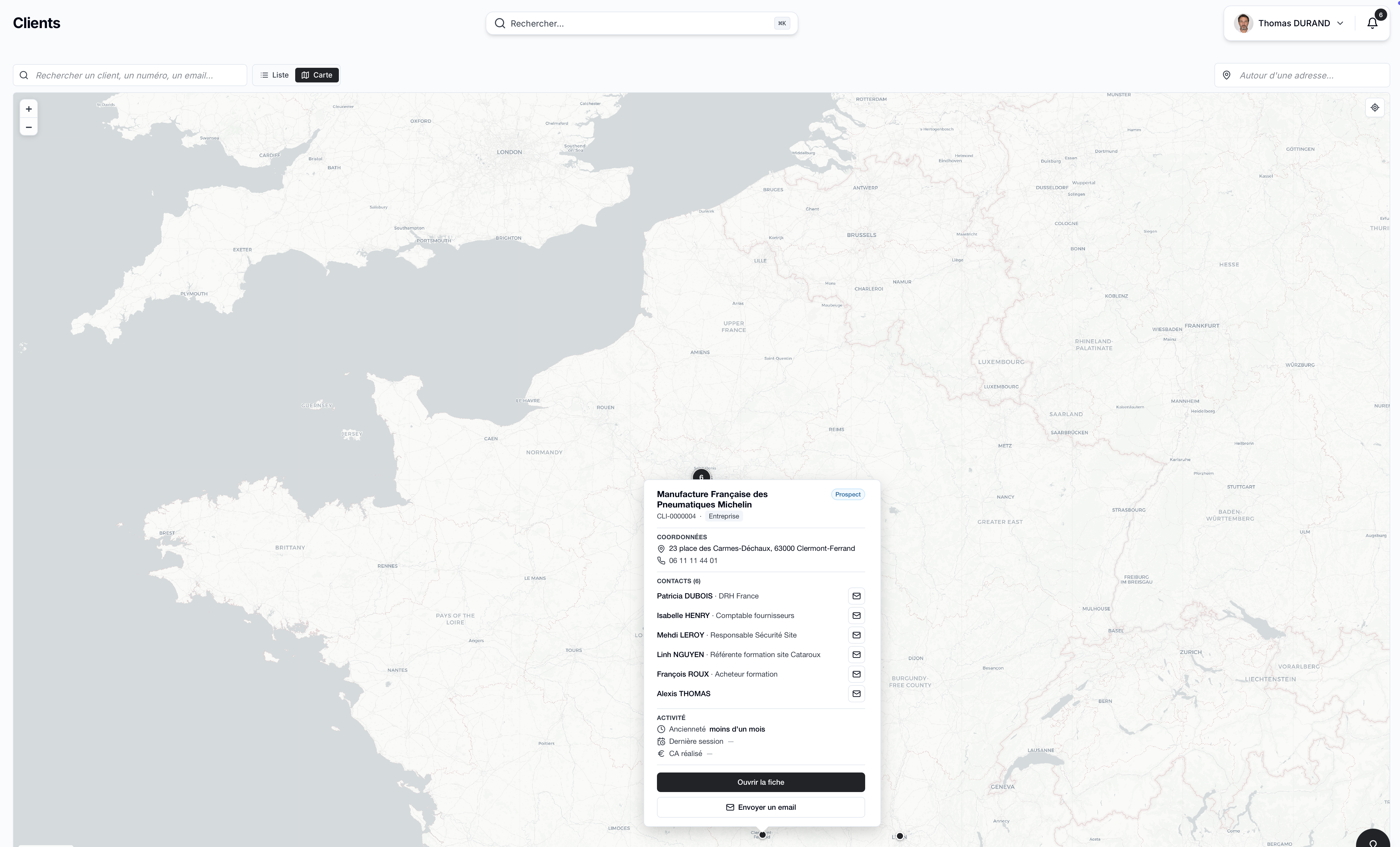 Argalis V2 — Carte des clients et géolocalisation